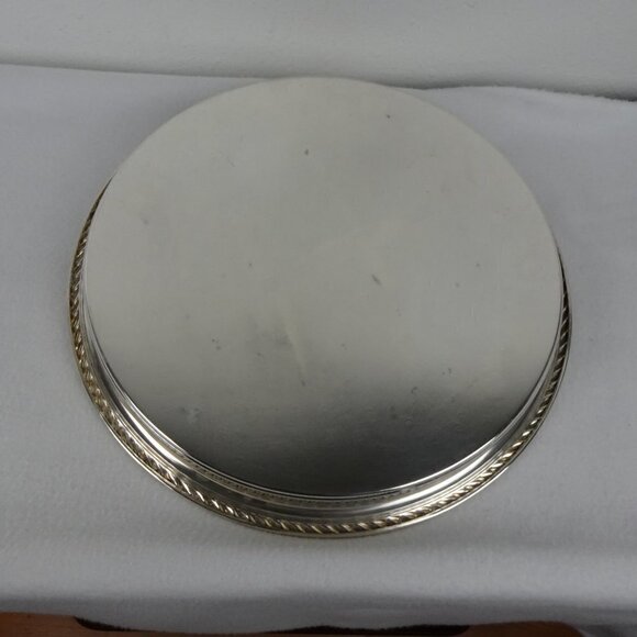 Vintage Silverplate Round Serving Tray 15 inch Diameter Reticulated - Picture 4 of 11